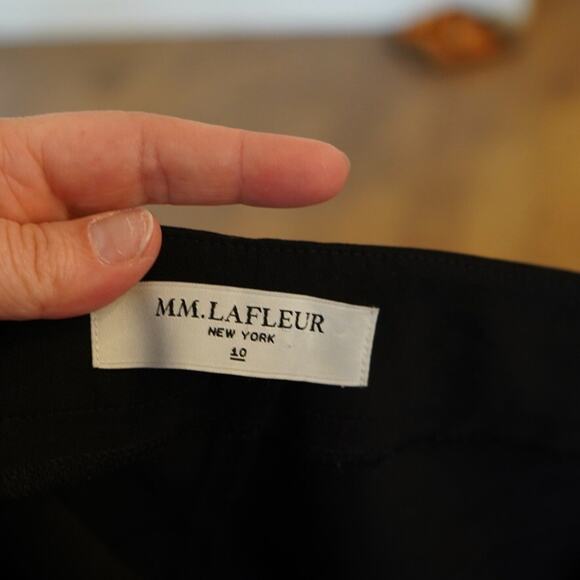 M.M.Lafleur Trouser Pants Womens 10 Black Stretch Straight Leg Classic Side Zip - Picture 3 of 9